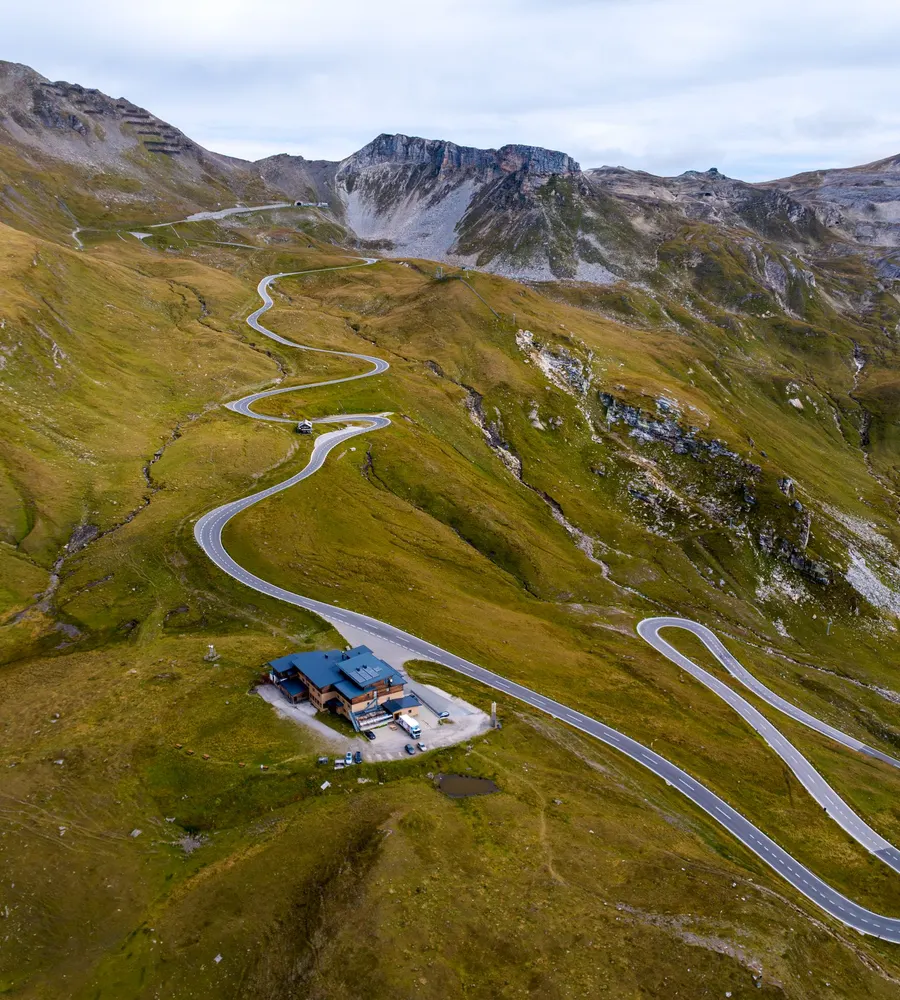 A road climbing through mountains