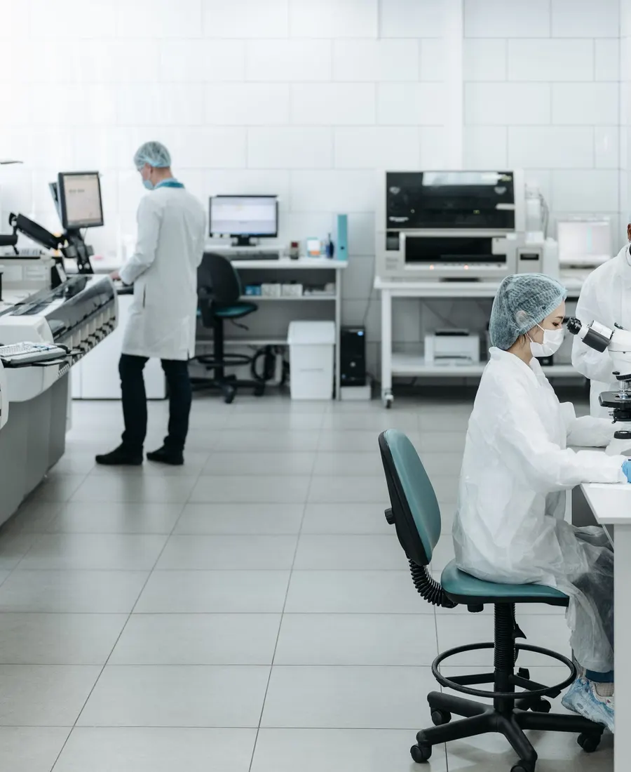 Researchers running experiments in a laboratory